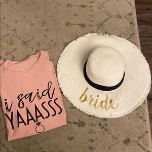 Bridal Sun Hat and Bride Shirt